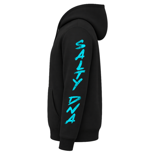 Salty DNA Originals Summer Lettered Sleeve Hoodie - Black/Blue Neon