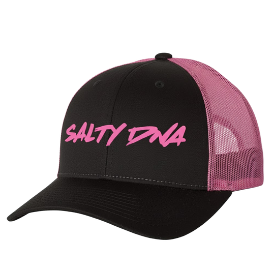 Salty DNA Mesh Snapback – Black & Hot Pink