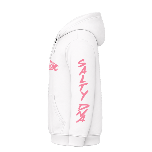 Salty DNA Originals Summer Lettered Sleeve Hoodie - White/Light Pink