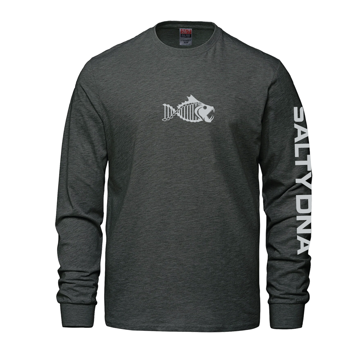 Salty DNA Originals Lettered Long-Sleeve Shirt - Heather Charcoal