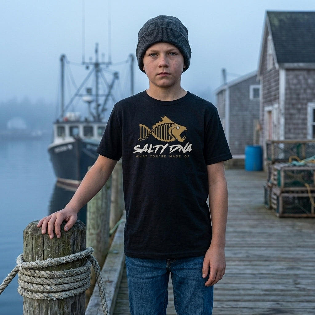 Salty DNA Originals Youth T-Shirt - Black & Gold