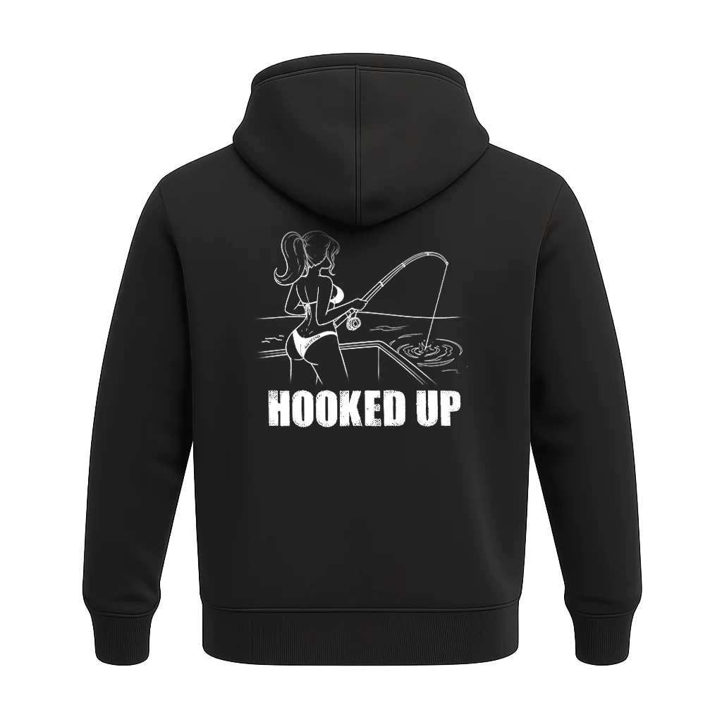 Black hoodie with Hooked Up Salty Girls back print