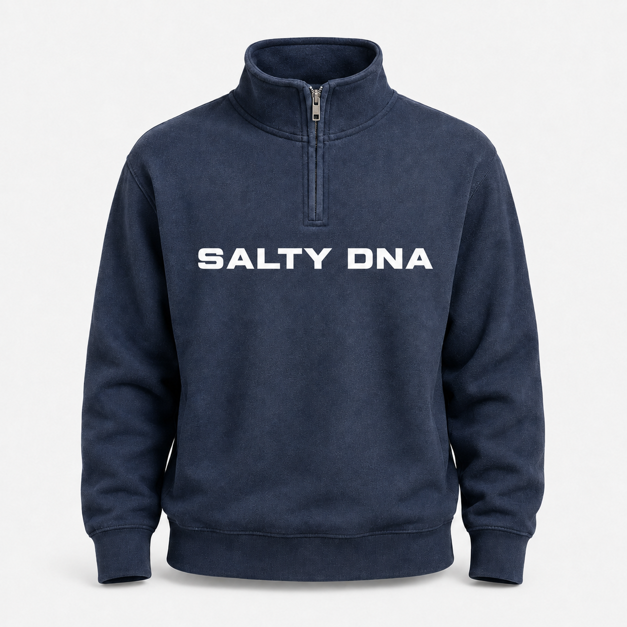 Navy Salty DNA Originals quarter-zip sweatshirt, front view