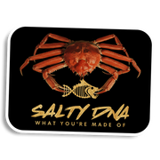 Salty Species snow crab sticker with red crab graphic