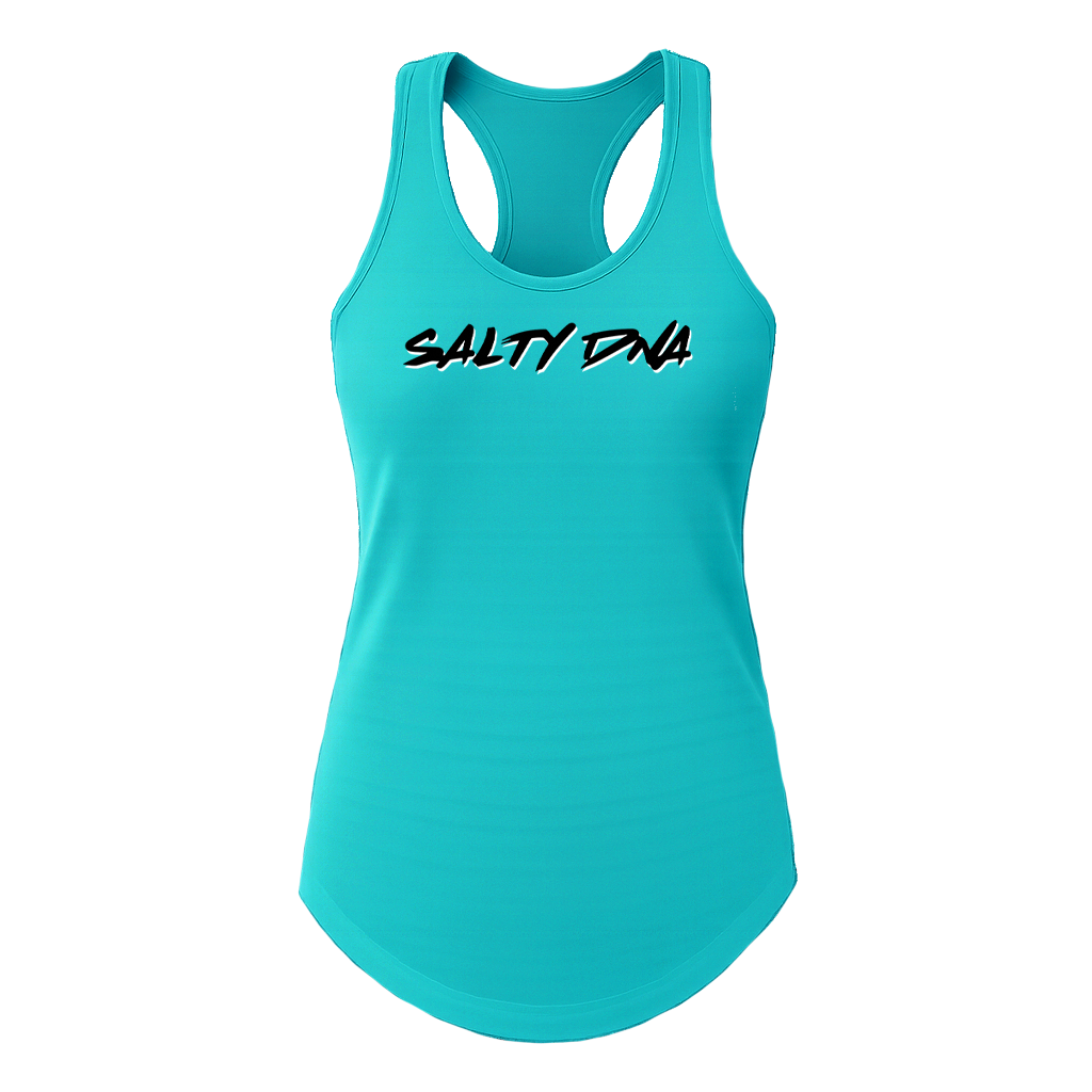 Turquoise Salty DNA women's racerback tank top, front view