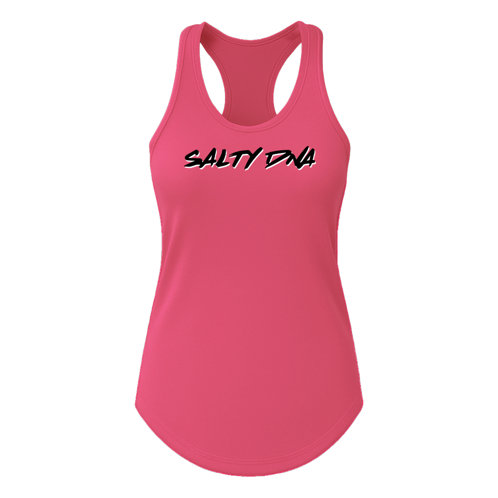 Pink Salty DNA women's racerback tank top, front view