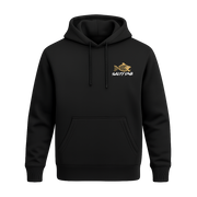 Black Salty DNA Originals hoodie with gold chest logo, front view
