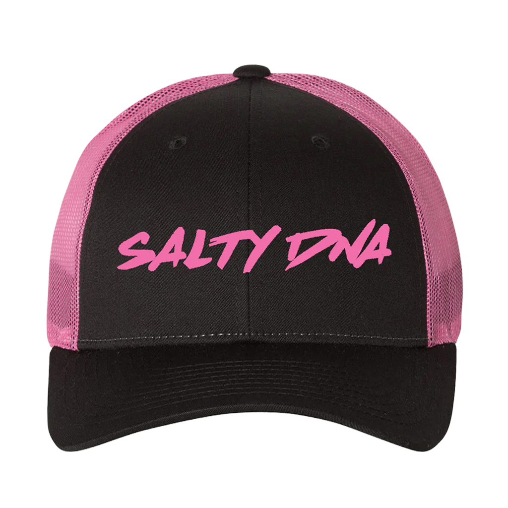 Salty DNA Mesh Snapback – Black & Hot Pink