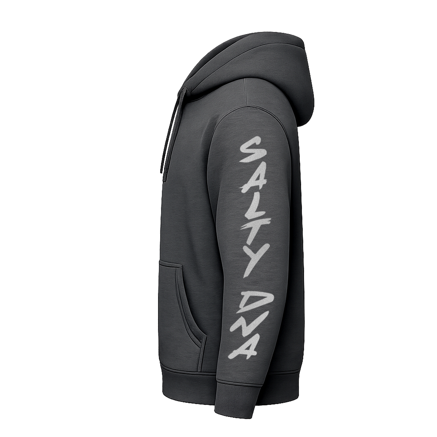 Salty DNA Originals Summer Hoodie - Charcoal/Silver Lettered Sleeve