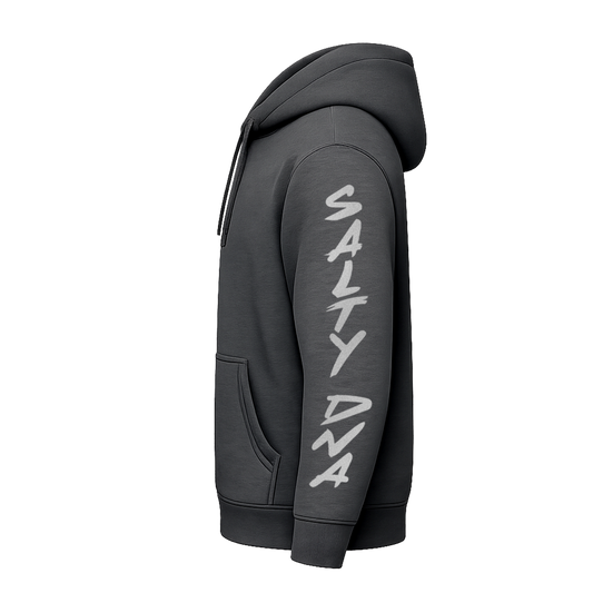 Salty DNA Originals Summer Hoodie - Charcoal/Silver Lettered Sleeve