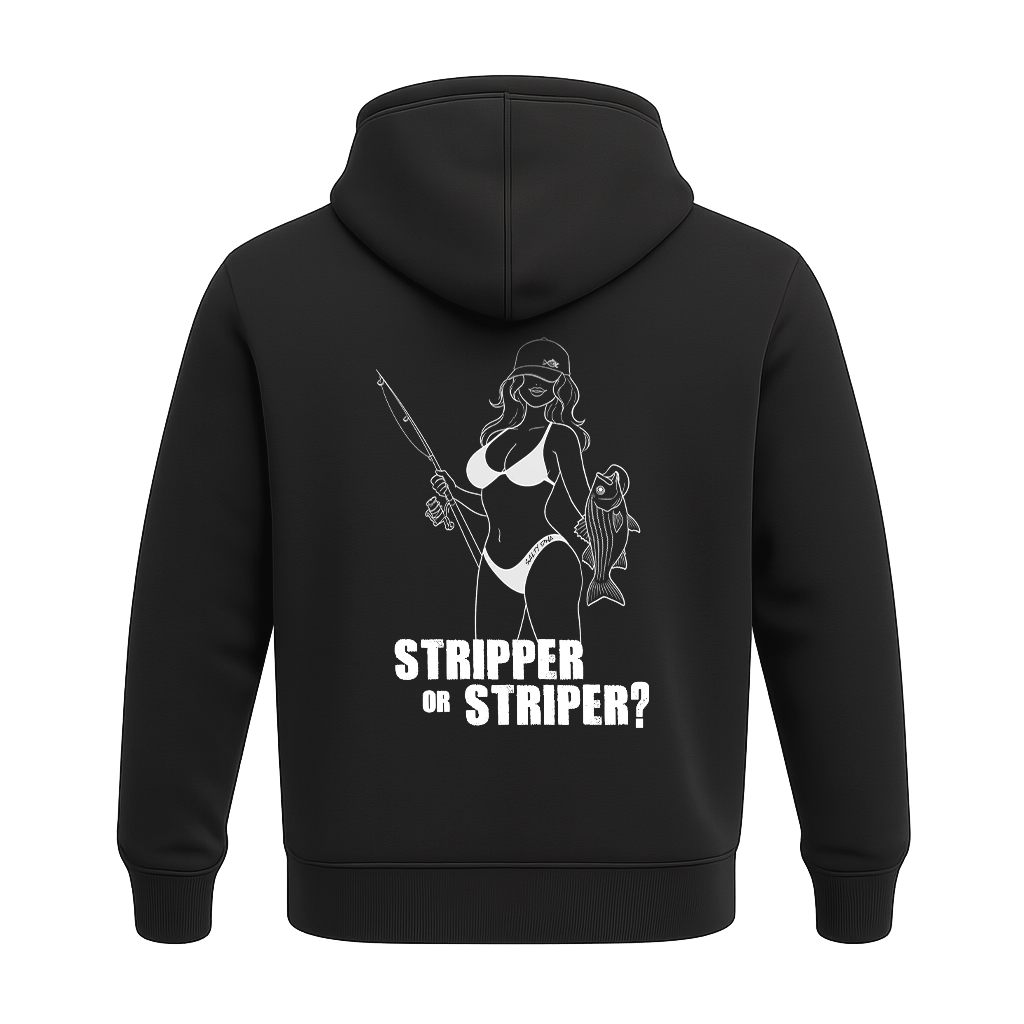 Back of black Salty Girls Stripper or Striper hoodie