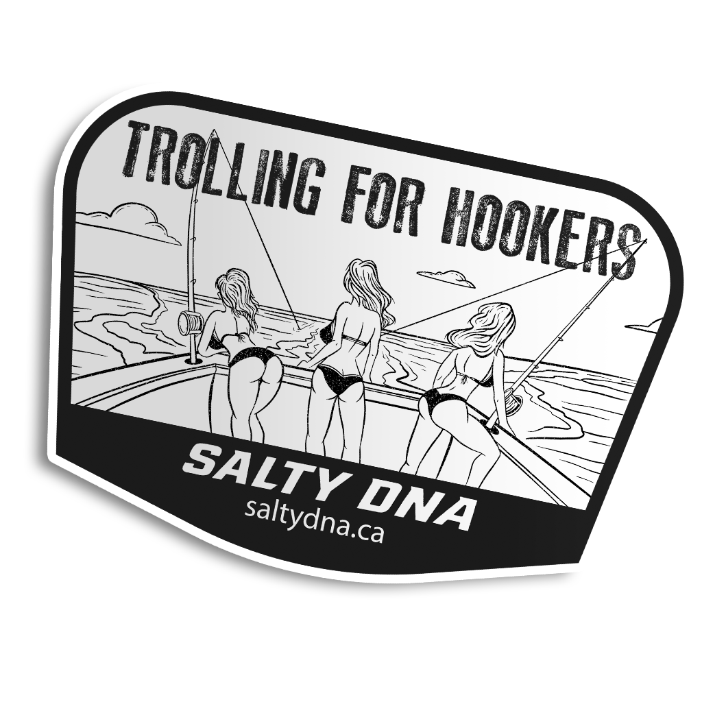 Trolling for Hookers Salty DNA fishing sticker