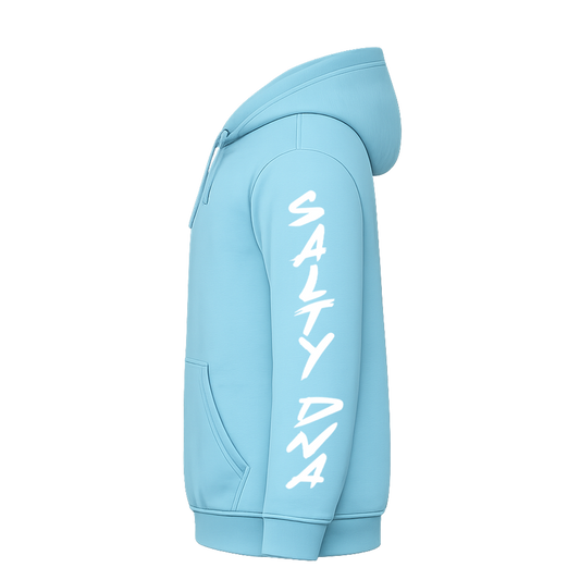 Salty DNA Originals Summer Hoodie - Light Blue/White Lettered Sleeve