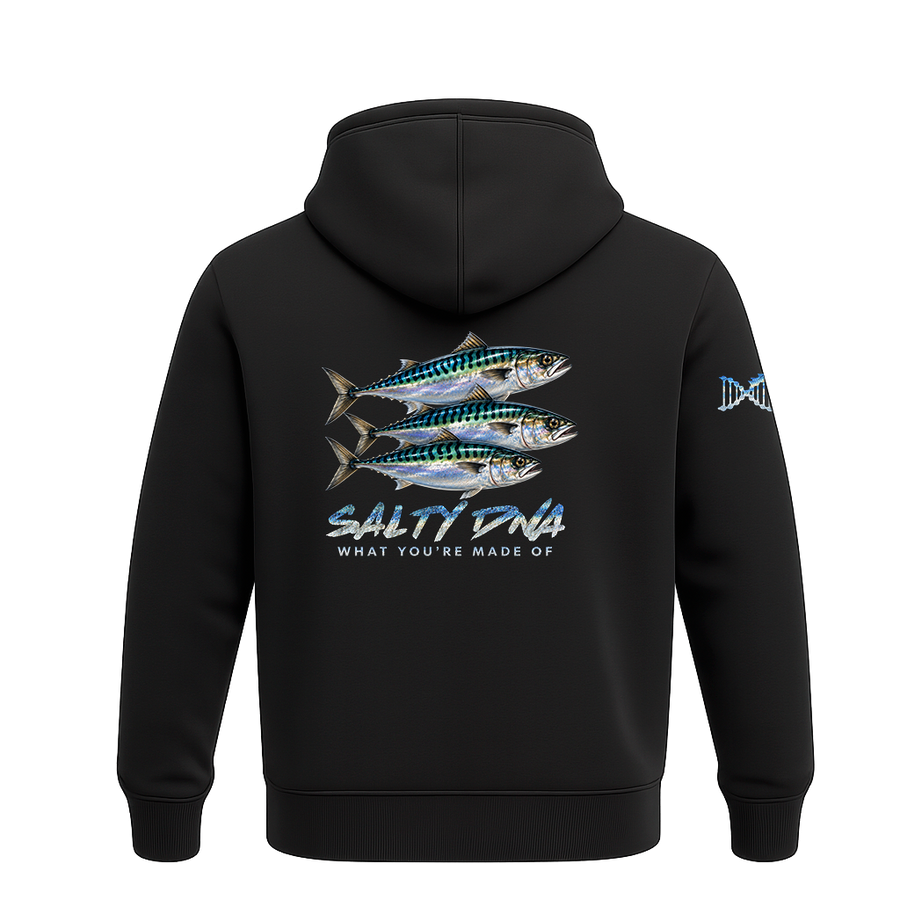 Salty Species Mackerel Hoodie back artwork