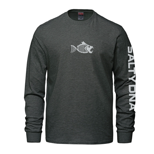 Salty DNA Originals Lettered Long-Sleeve Shirt - Heather Charcoal