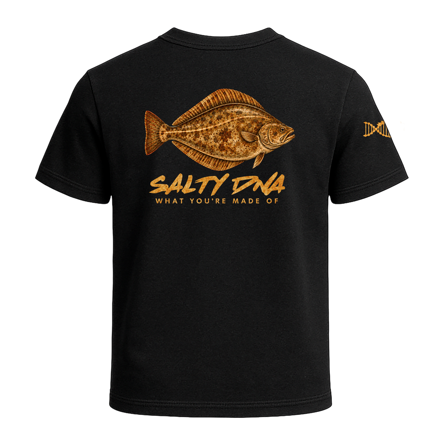 Salty Species Halibut T-Shirt back artwork