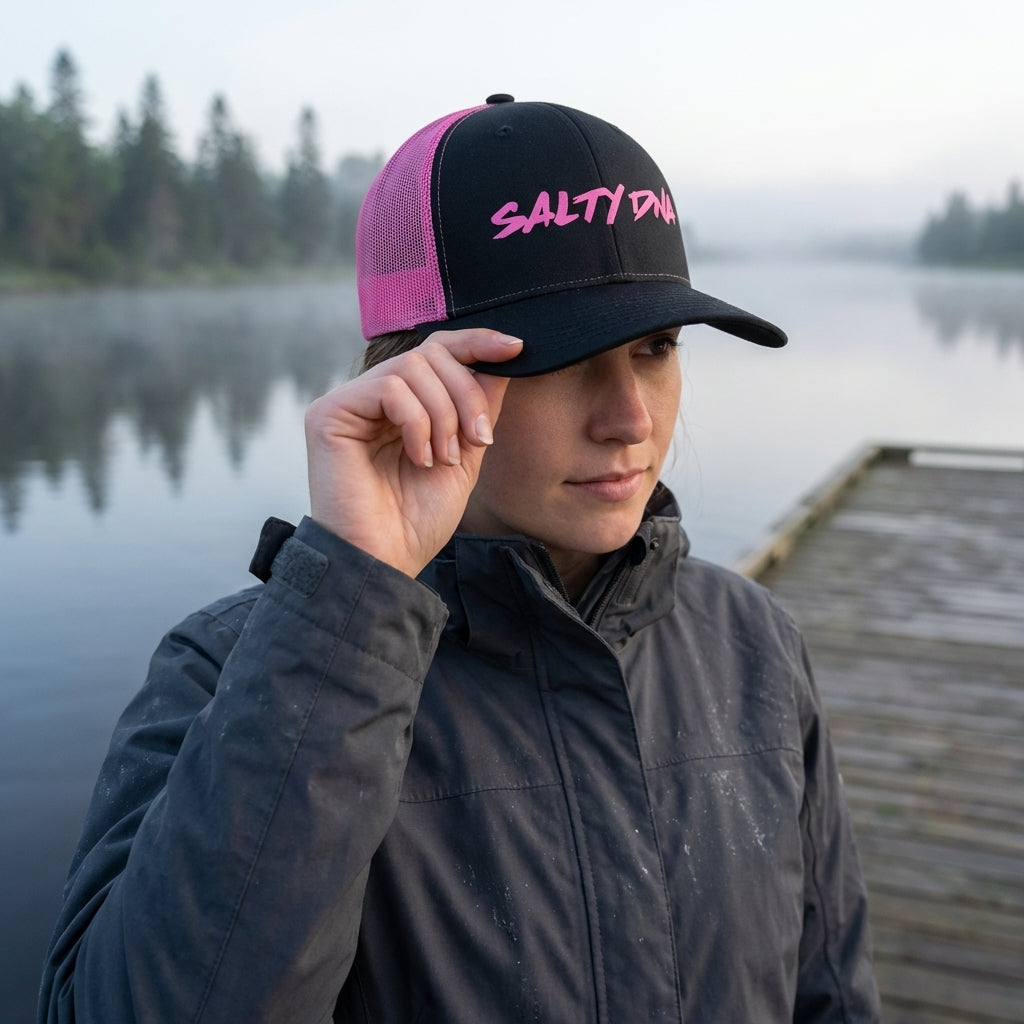 Salty DNA Mesh Snapback – Black & Hot Pink