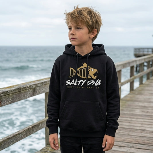 Salty DNA Originals Youth Hoodie – Black & Gold