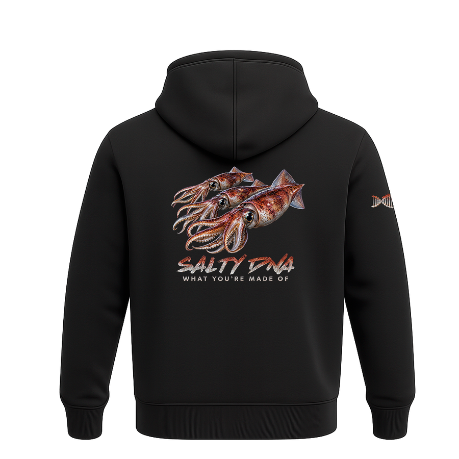 Salty Species Squid Hoodie back artwork