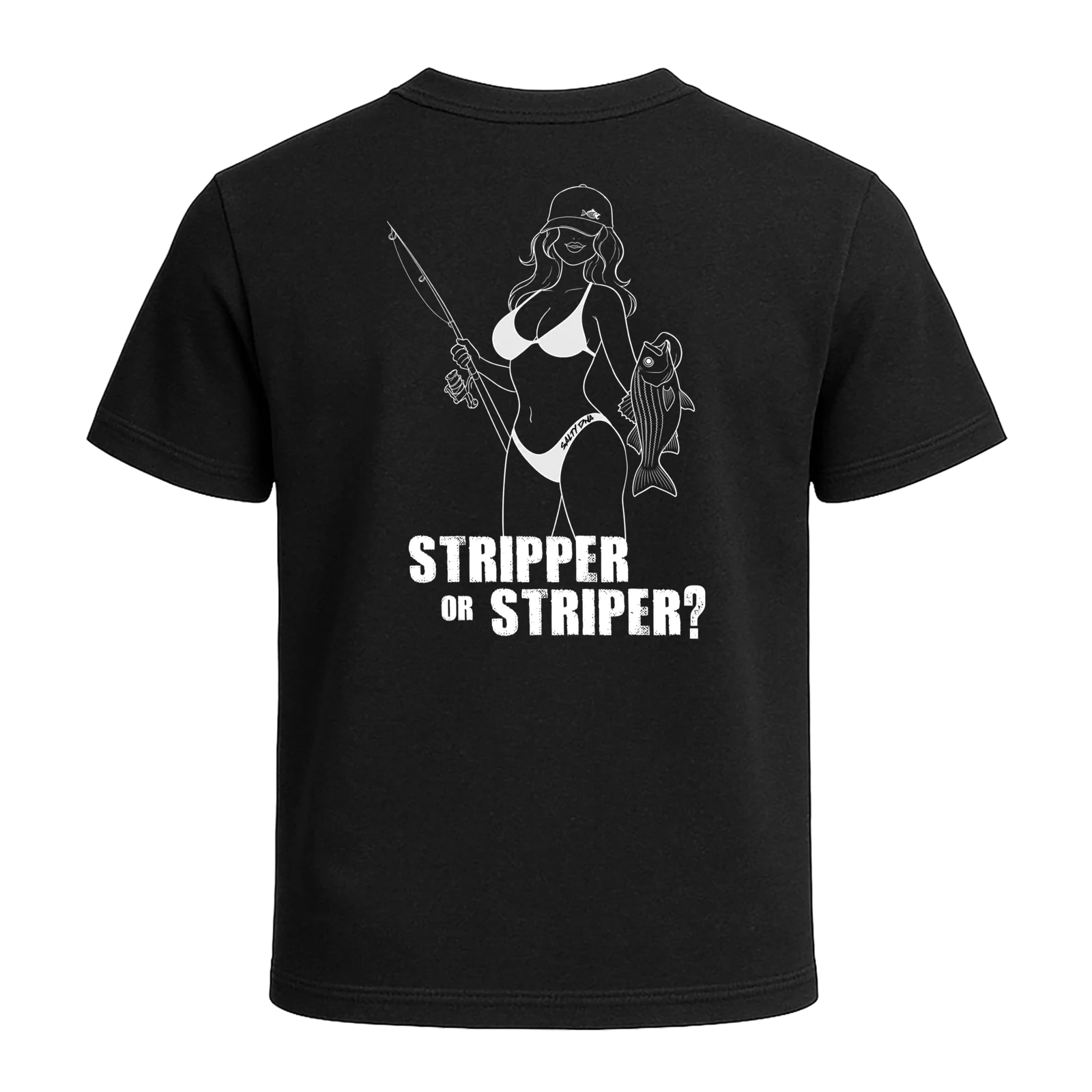 Black t-shirt with Striper or Stripper Salty Girls back print